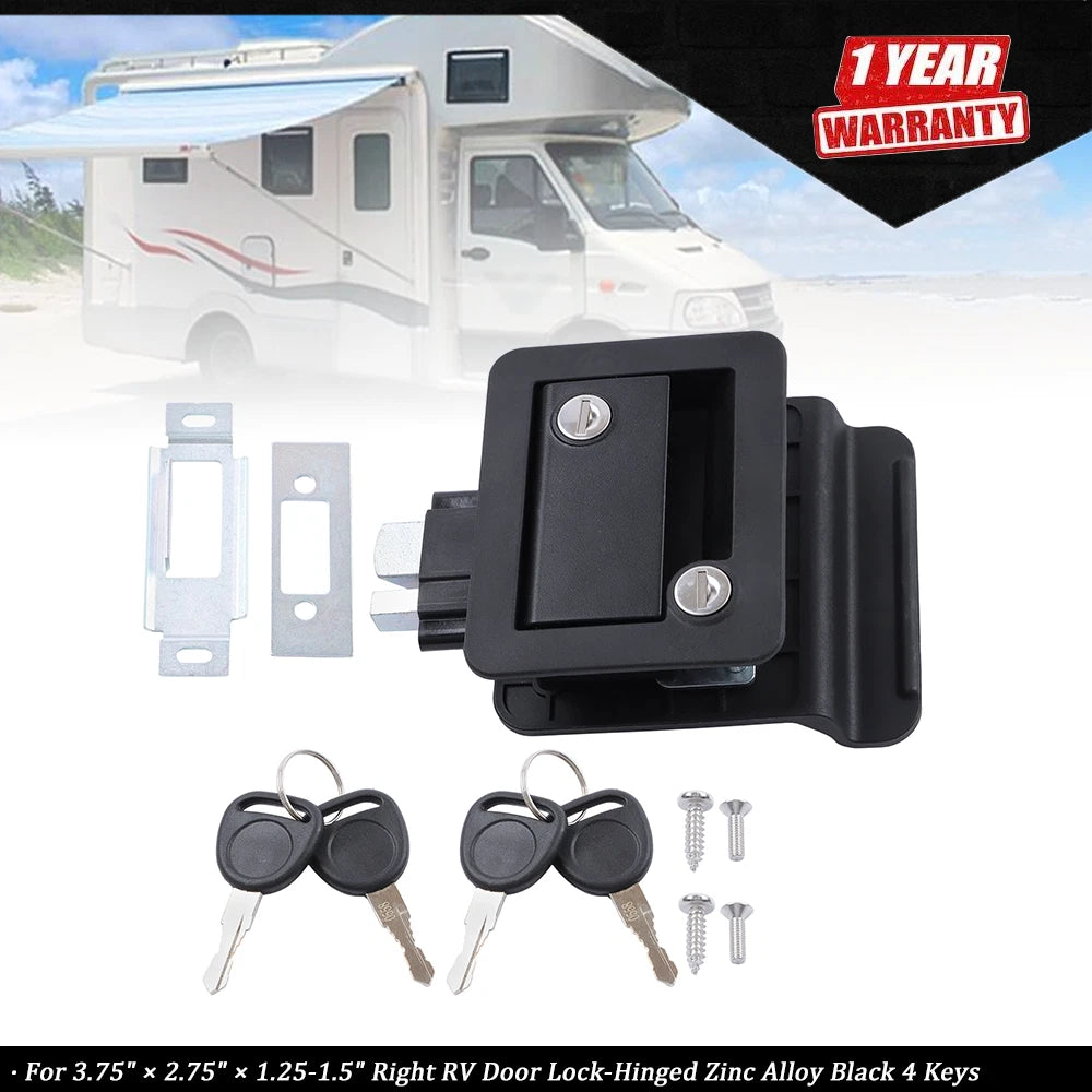 Black RV Paddle Entry Door Lock Latch Handle Deadbolt for Cargo Trailer