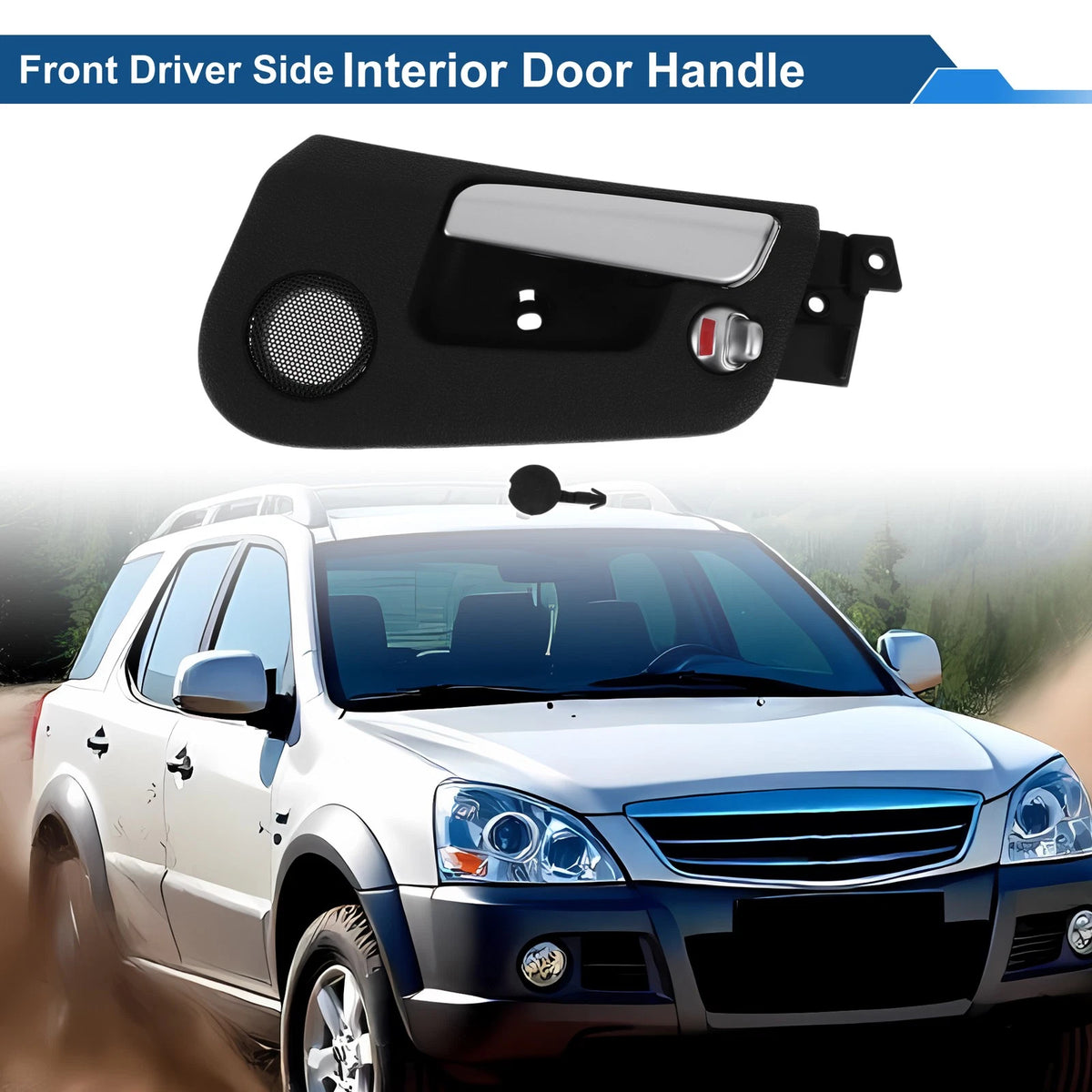 Front Passenger Side Interior Door Handle for Roewe SsangYong (Black Chrome)