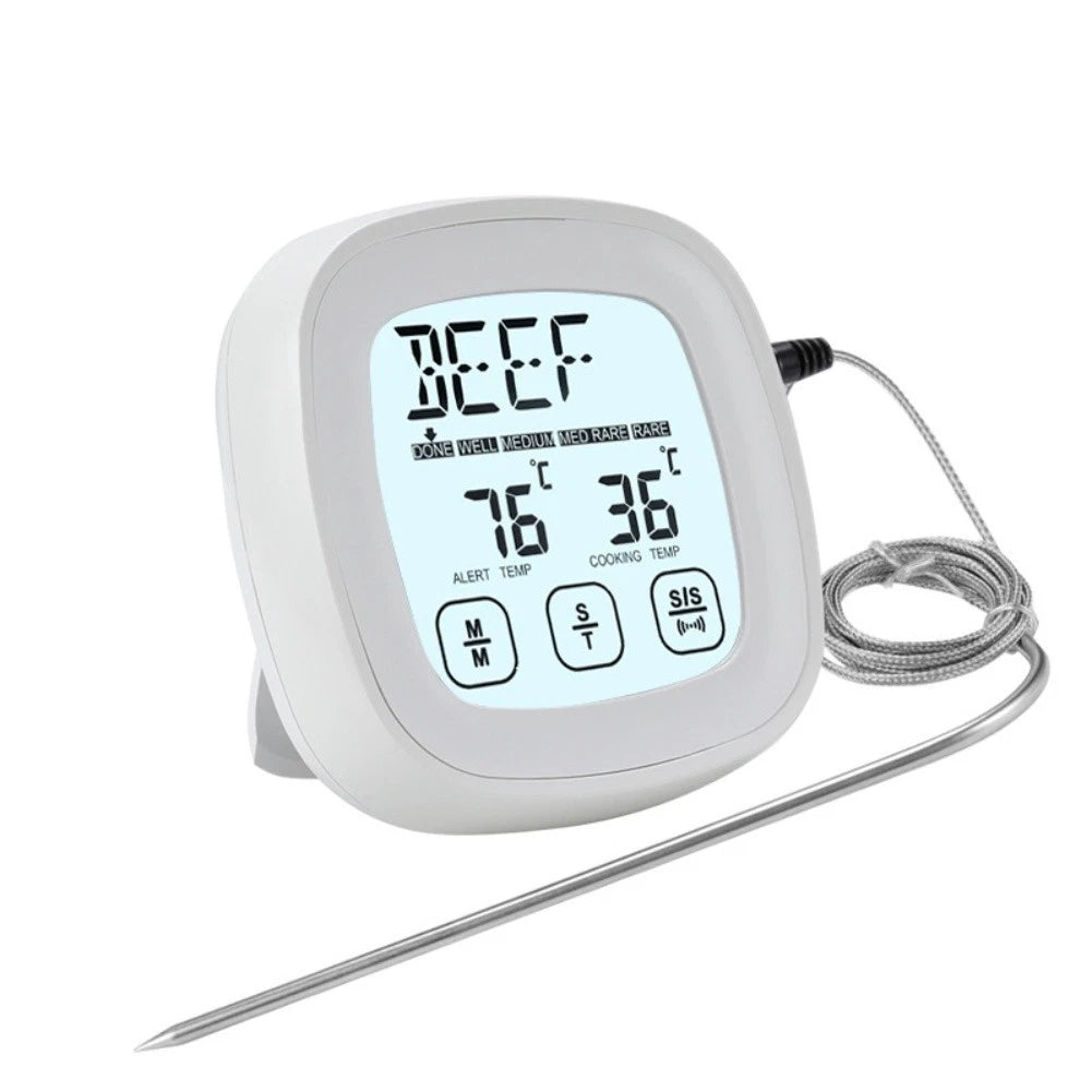 Digital BBQ Thermometer with Touch Screen and Timer for Cooking Meat