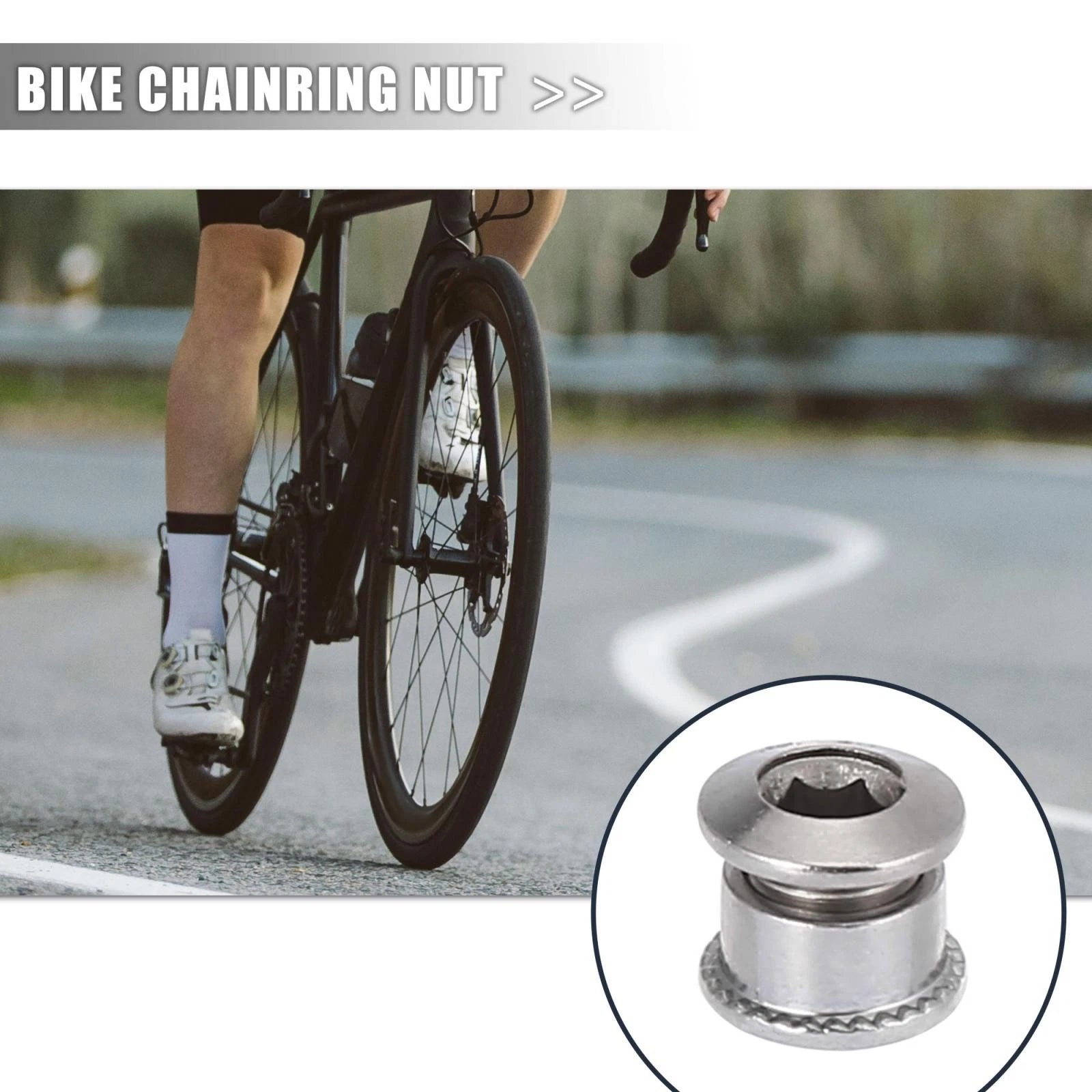 Chainring Nuts Bolt Set 10 Pack for Road Bike (Silver Tone)