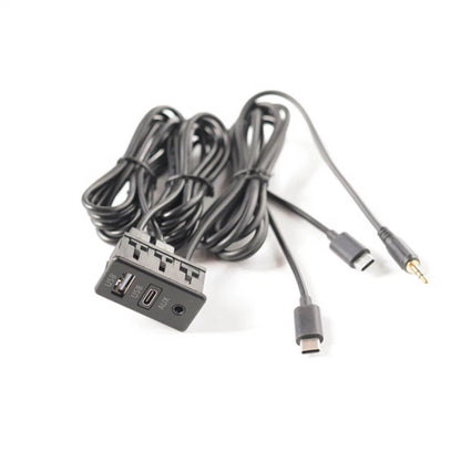 Dual Type-C to USB & RCA Audio Input AUX Port Panel Adapter for Car