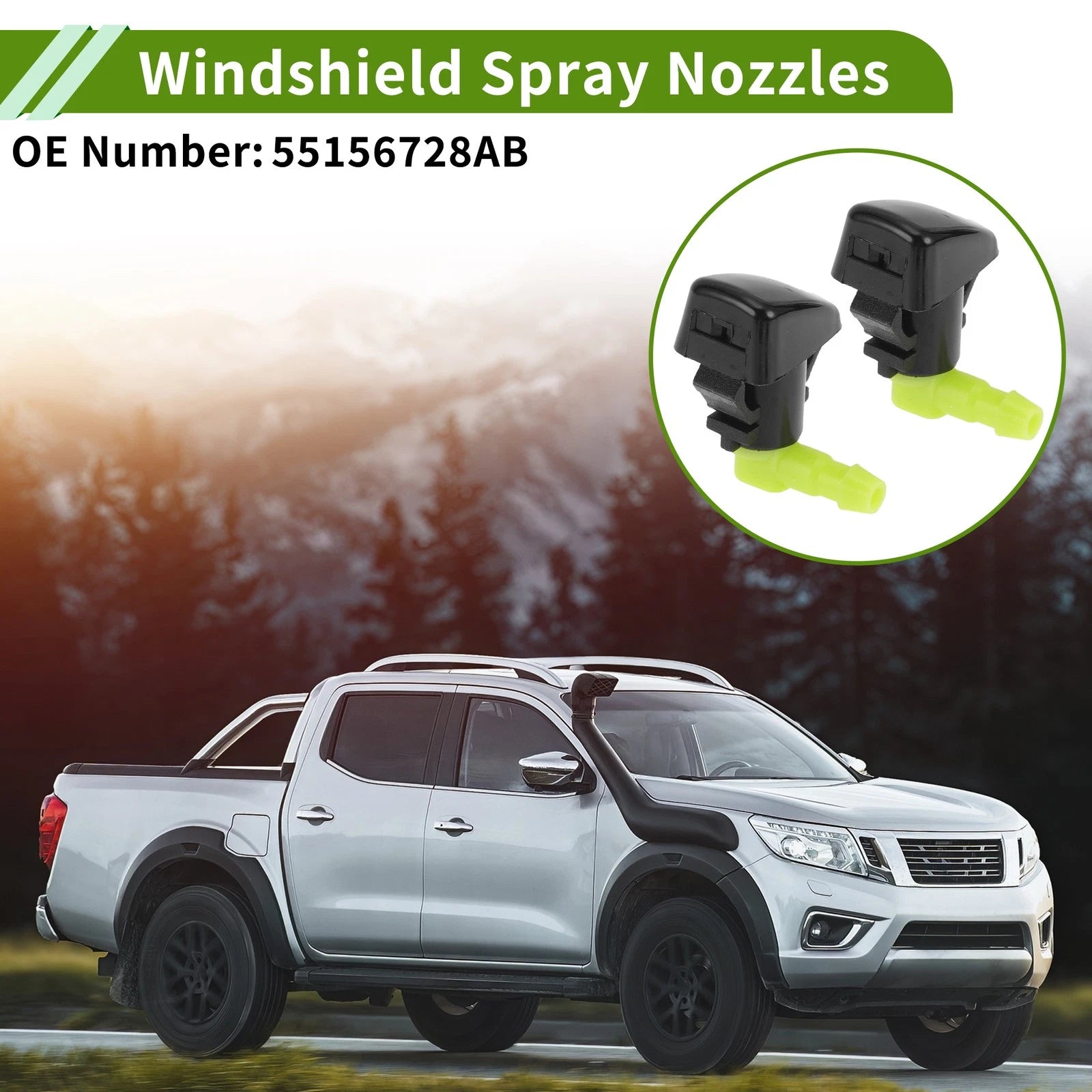 Windshield Washer Nozzle With Hose Connector Replacement for Chrysler 1 Set (2011–2016)