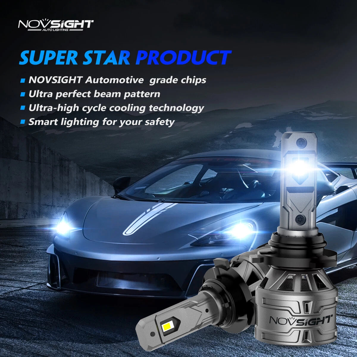 2X HB3 9005 LED Headlight Bulbs for