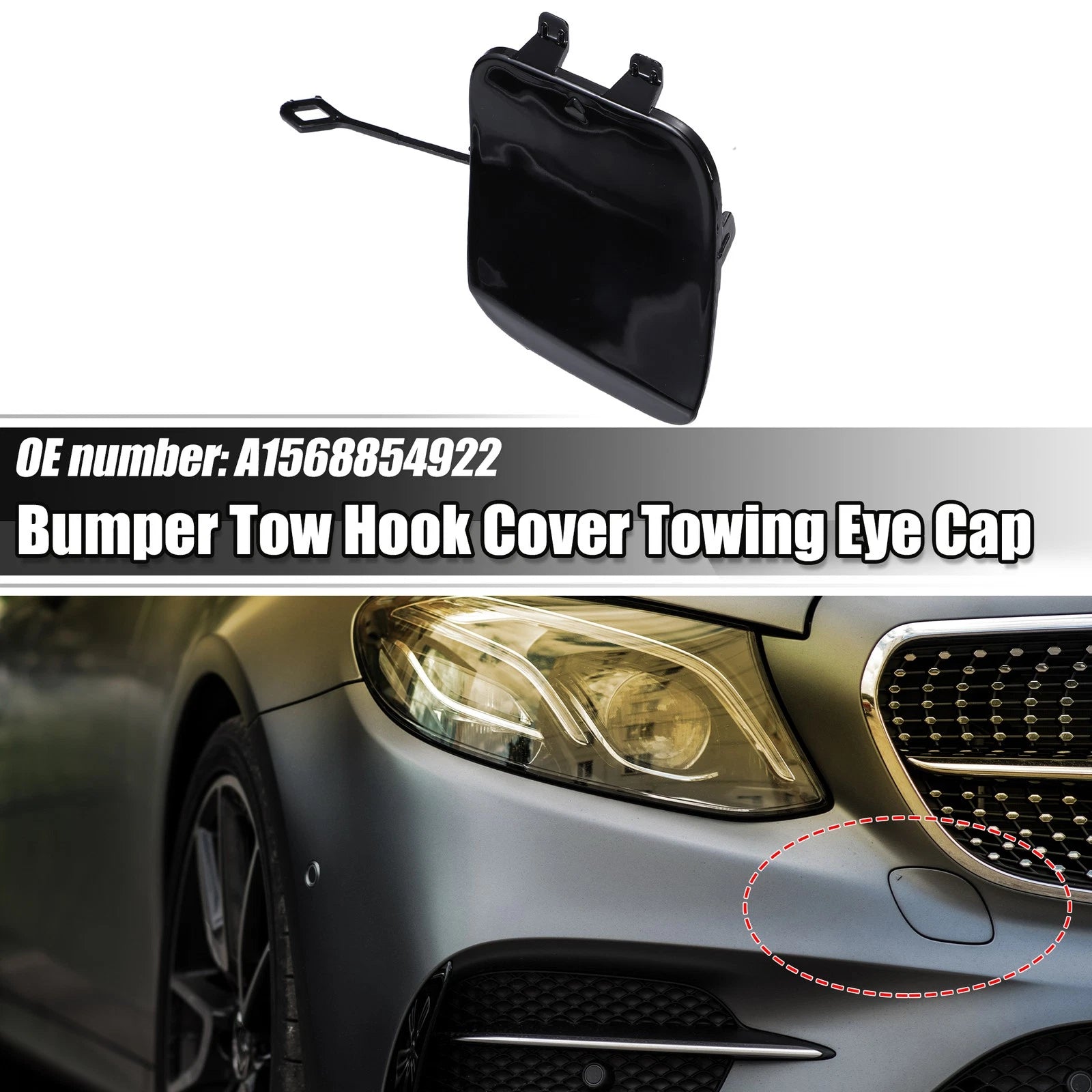 Front Right Tow Eye Hook Cover Replacement for Mercedes GLA45 AMG (2015–2017)