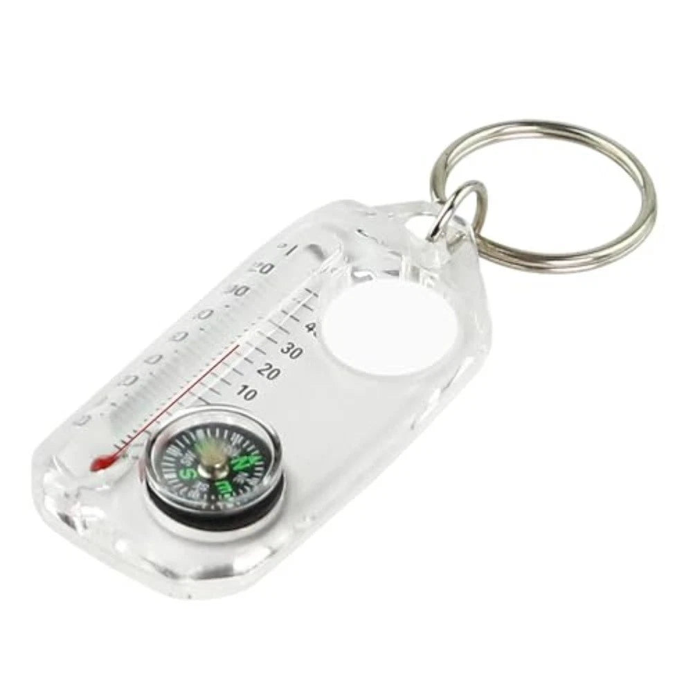 Lightweight Camping Keychain with Compass & Thermometer for Safe Travel