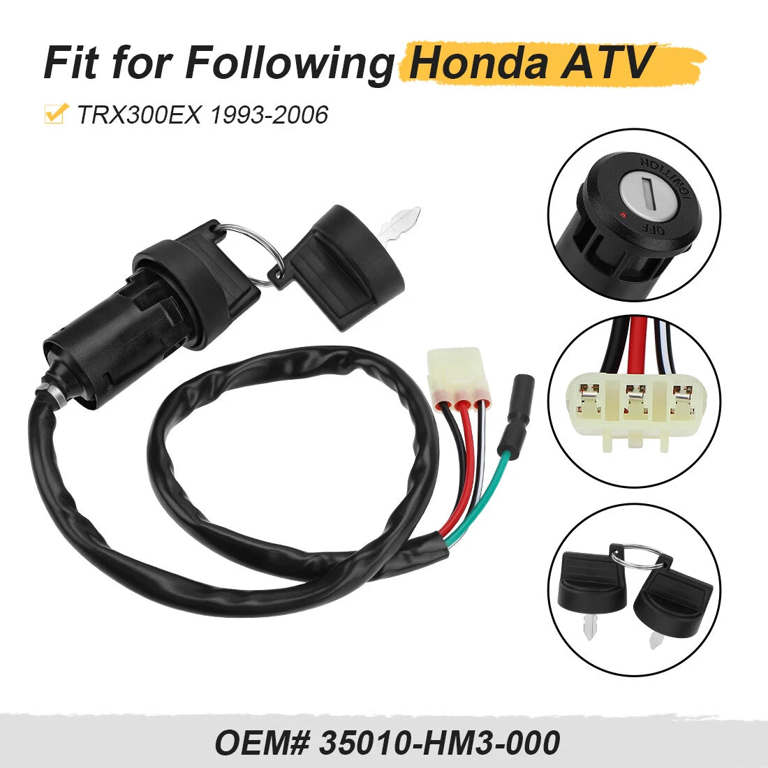 Ignition Key Switch for Honda TRX200 TRX200D (1990–1997)