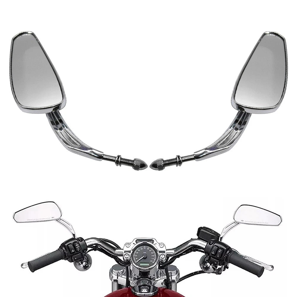 8mm Chrome Rear View Mirrors for Harley Touring Street Road Glide King