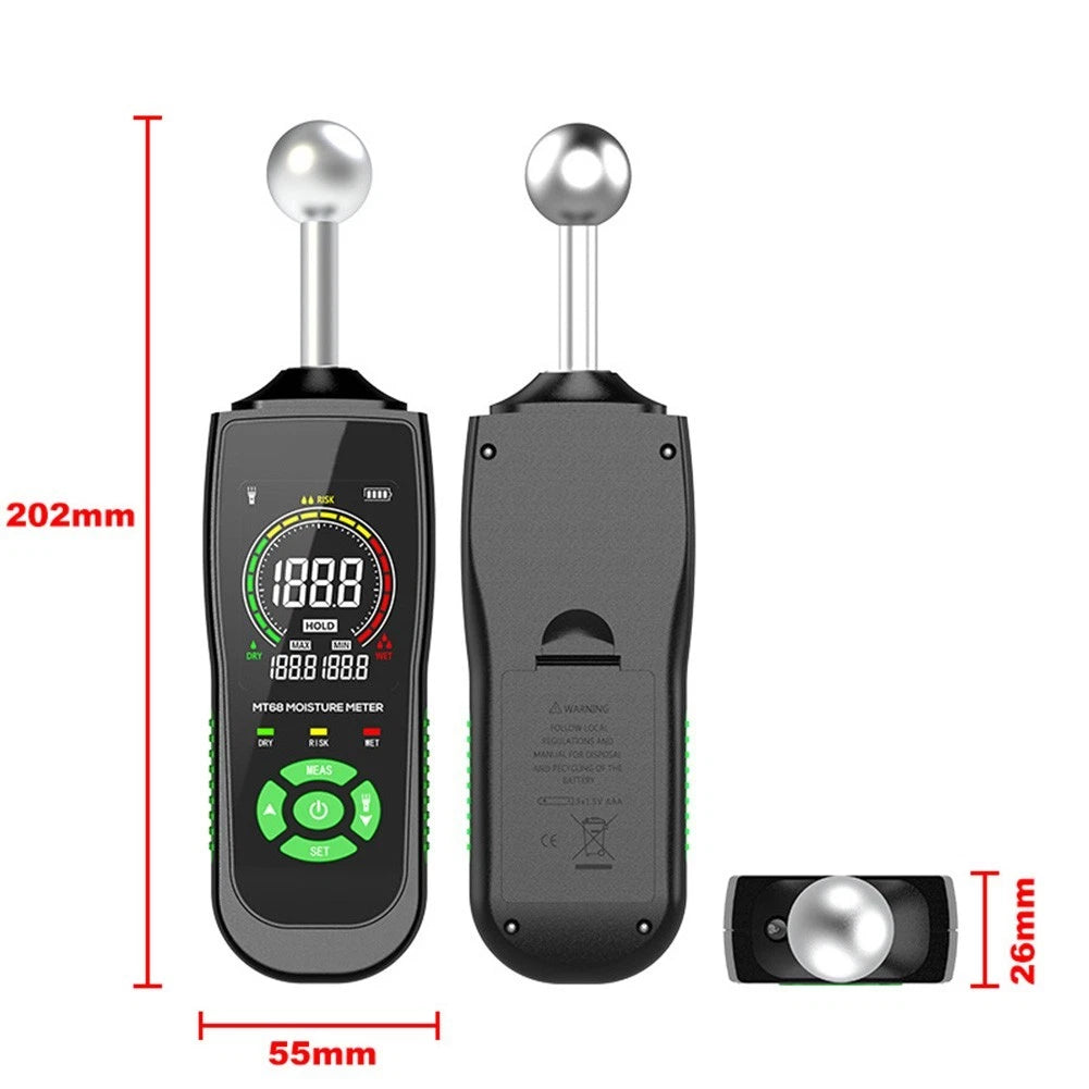 Moisture Meter for Wood Wall Floor Tiles Gypsum Board Sensor