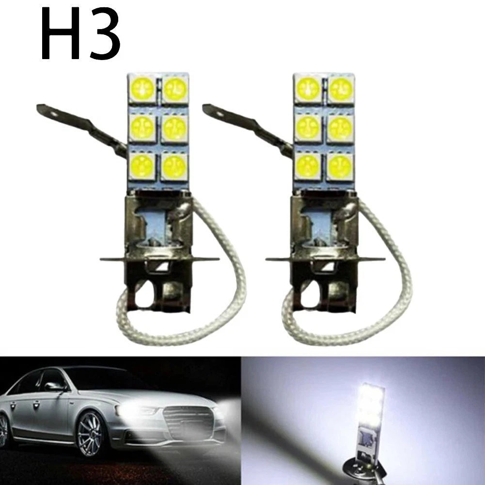 2Pcs H3 LED Fog Light Replacement Kit 6000K 55W for Various Vehicles