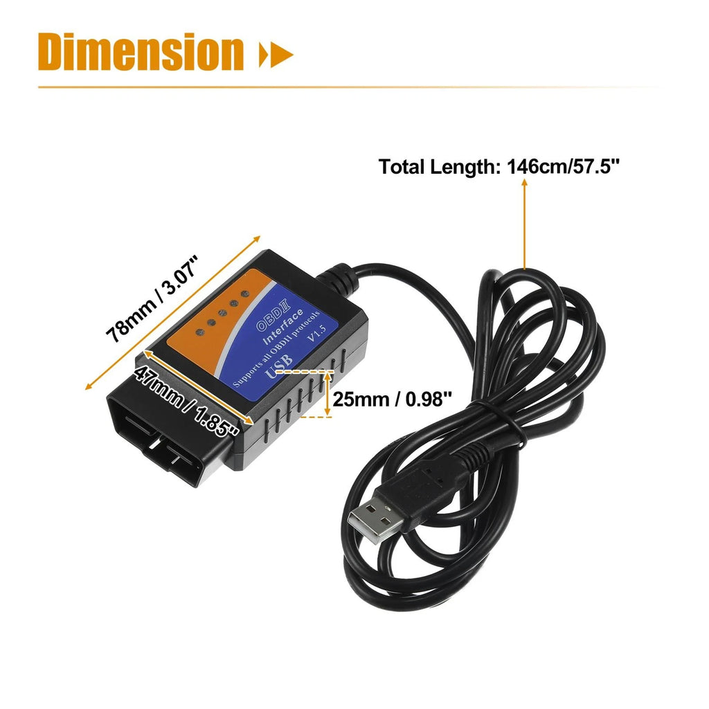 OBDII USB V1.5 Scanner for MINI (Diagnostic Cable Fault Tester)