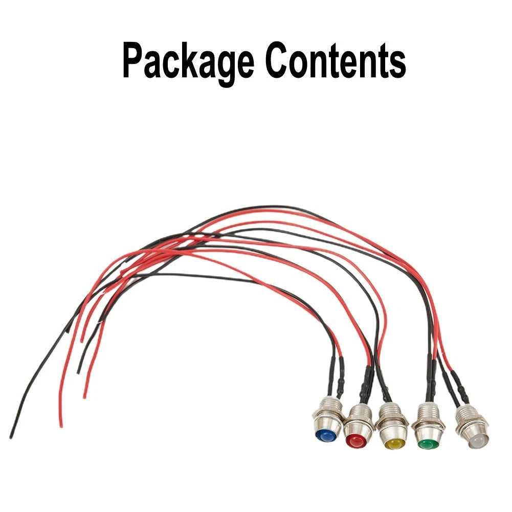 5pcs LED Indicator Light for Car Boat (12V, 10mm)