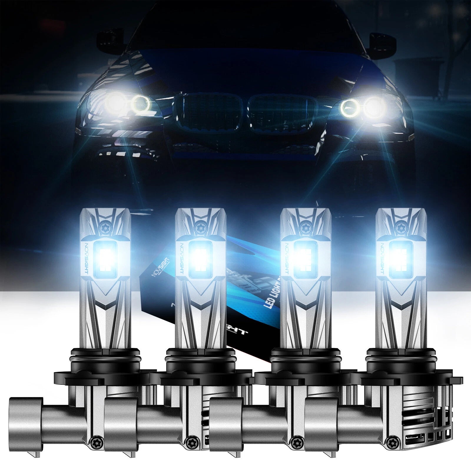2X 9006 9005 LED Headlight Combo for NOVSIGHT (High Low Beam)