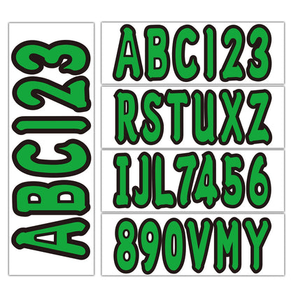 Set of 4 Green Decals for Boat Registration A-Z & 0-9