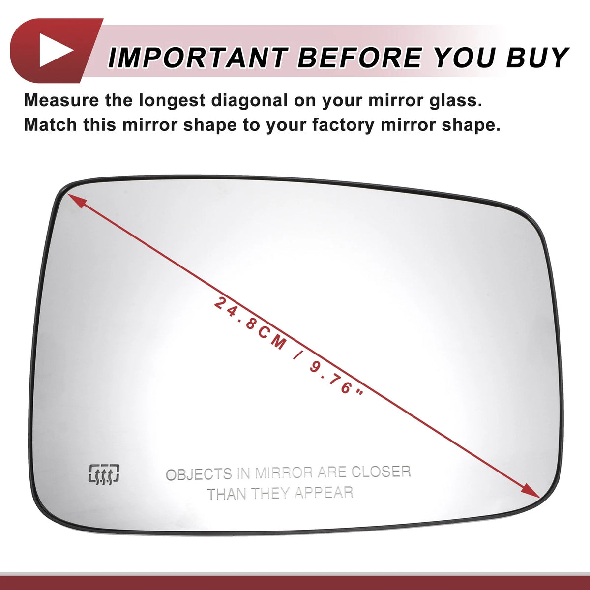 Heated Right Passenger Side Mirror Glass for Dodge RAM 1500 2500
