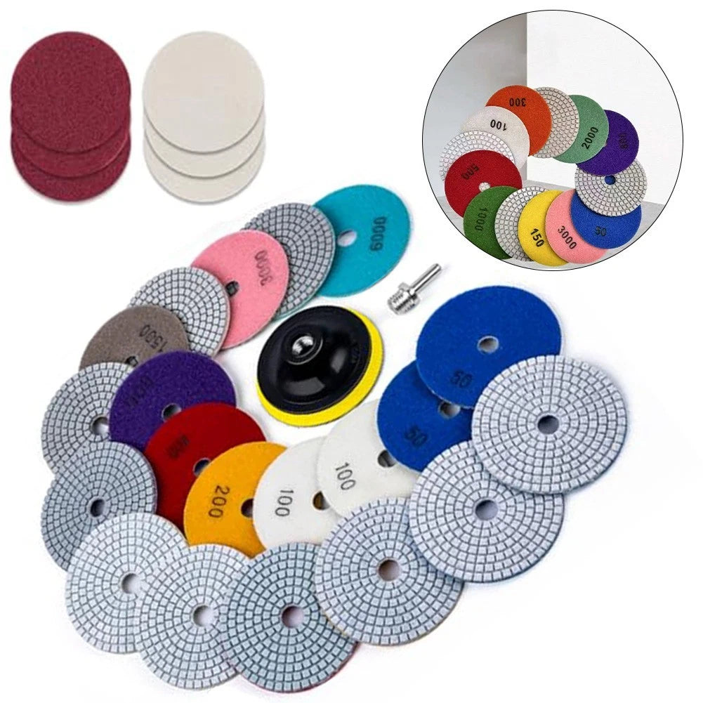 18 Pcs Diamond Polishing Pads for Multiple Surfaces