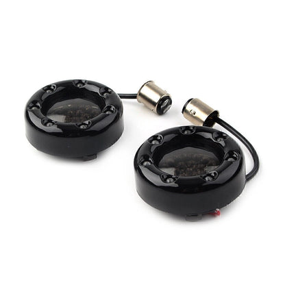 1 Pair LED Black Fire Ring Turn Signal Lights for Harley Softail Dyna