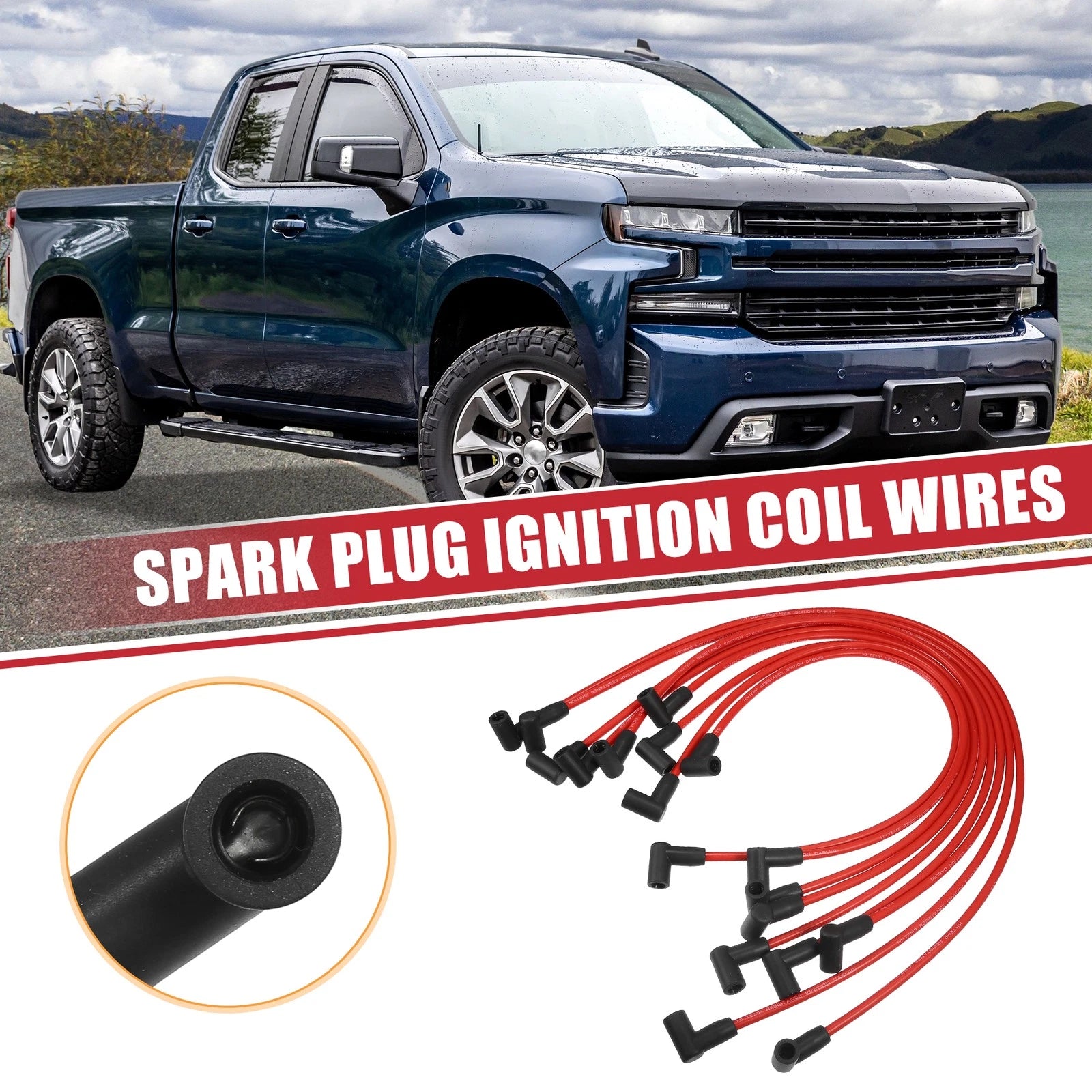 Spark Plug Wire Set Replacement for Chevrolet SBC BBC Engines (9 Piece)