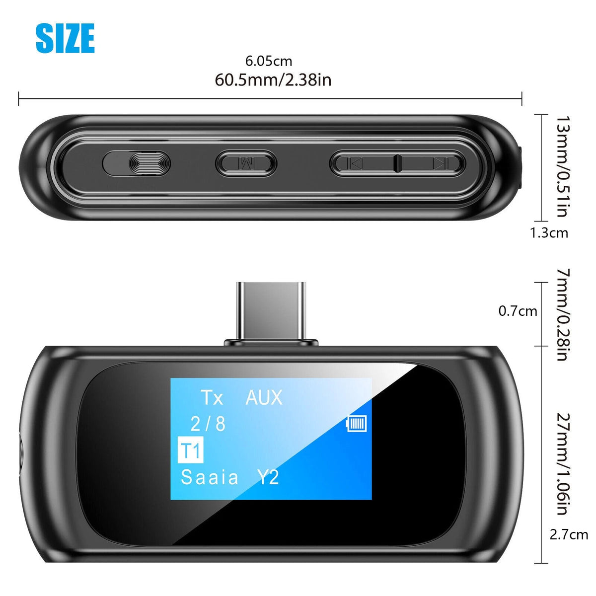 2In1 Bluetooth 5.0 LCD Transmitter Receiver for Car Audio 3.5mm Aux Adapter