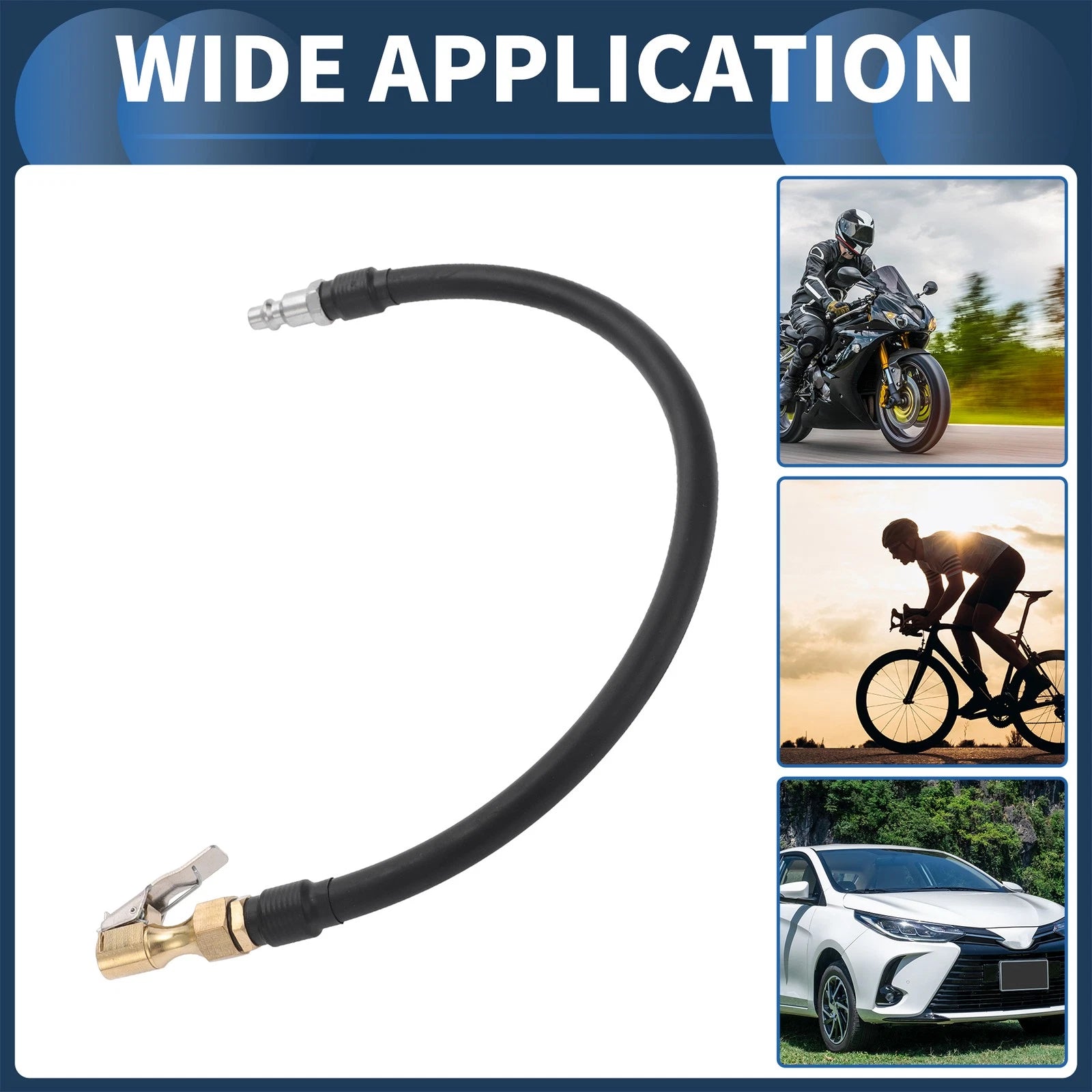 Tire Inflator Extension Tube 1/4 Quick Plug for Car and Motorcycle (1pc)