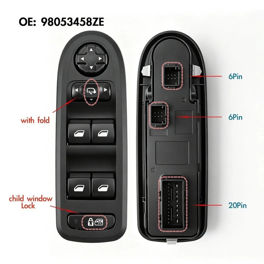 Electric Power Window Master Switch for Peugeot 308 408 508 (LHD)
