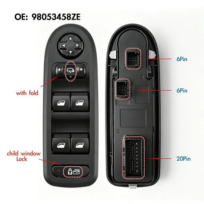 Electric Power Window Master Switch for Peugeot 308 408 508 (LHD)