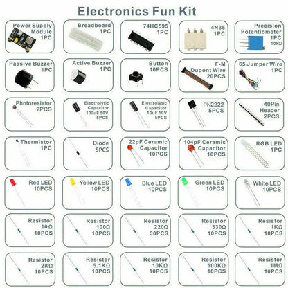 374pcs Electronic Component Set for Breadboard Connection Points