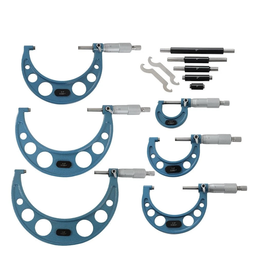 6 Pcs Outside Micrometer Set for Precision Measurement (0-6")