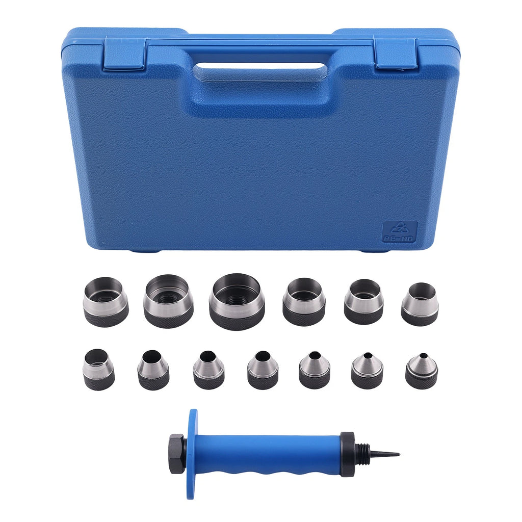 14pcs Hollow Punch Set for Leather (5-35mm) with Spring Handle Storage Case