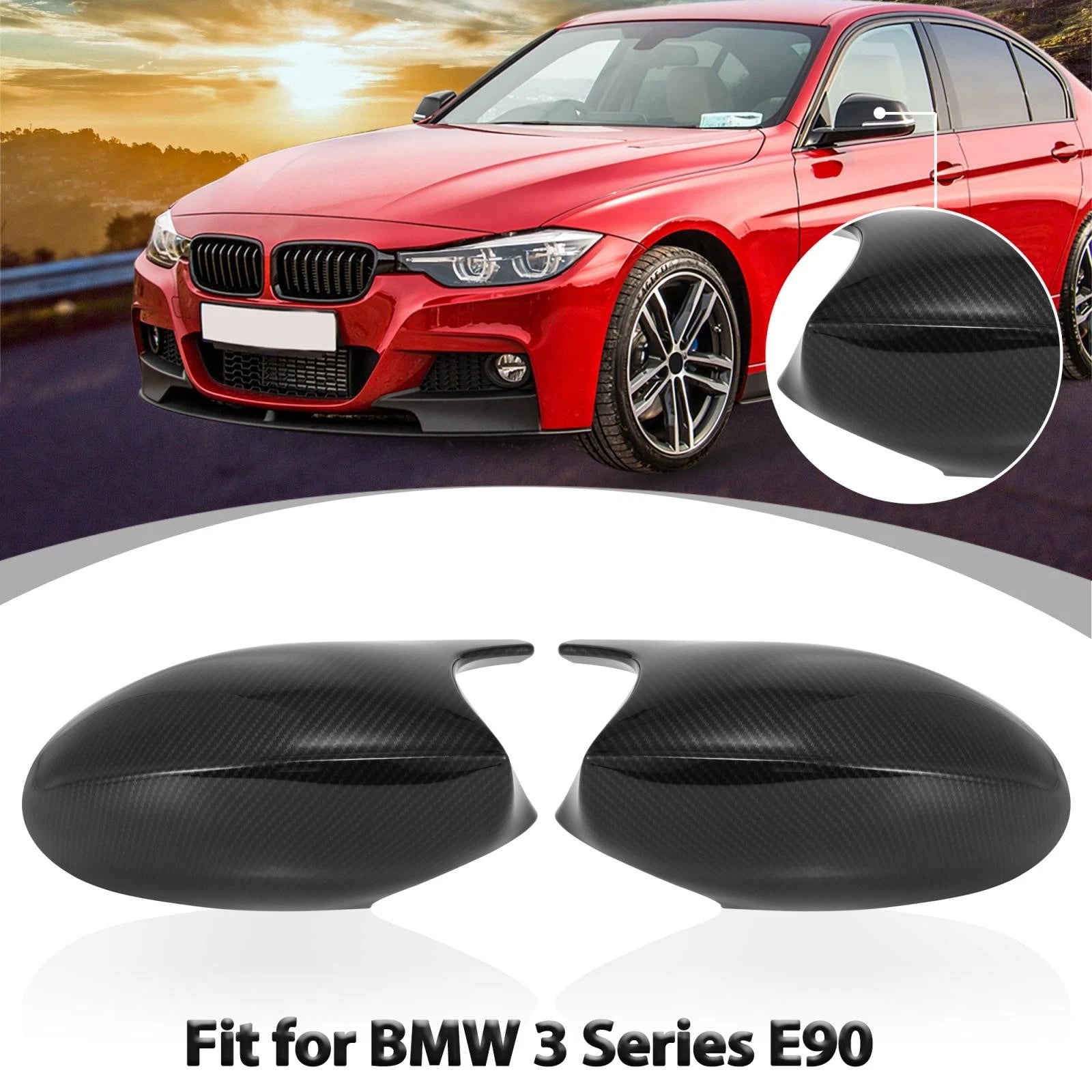 Side Wing Door Mirror Cover Cap Replacement for BMW E90 E93 (2005–2013)