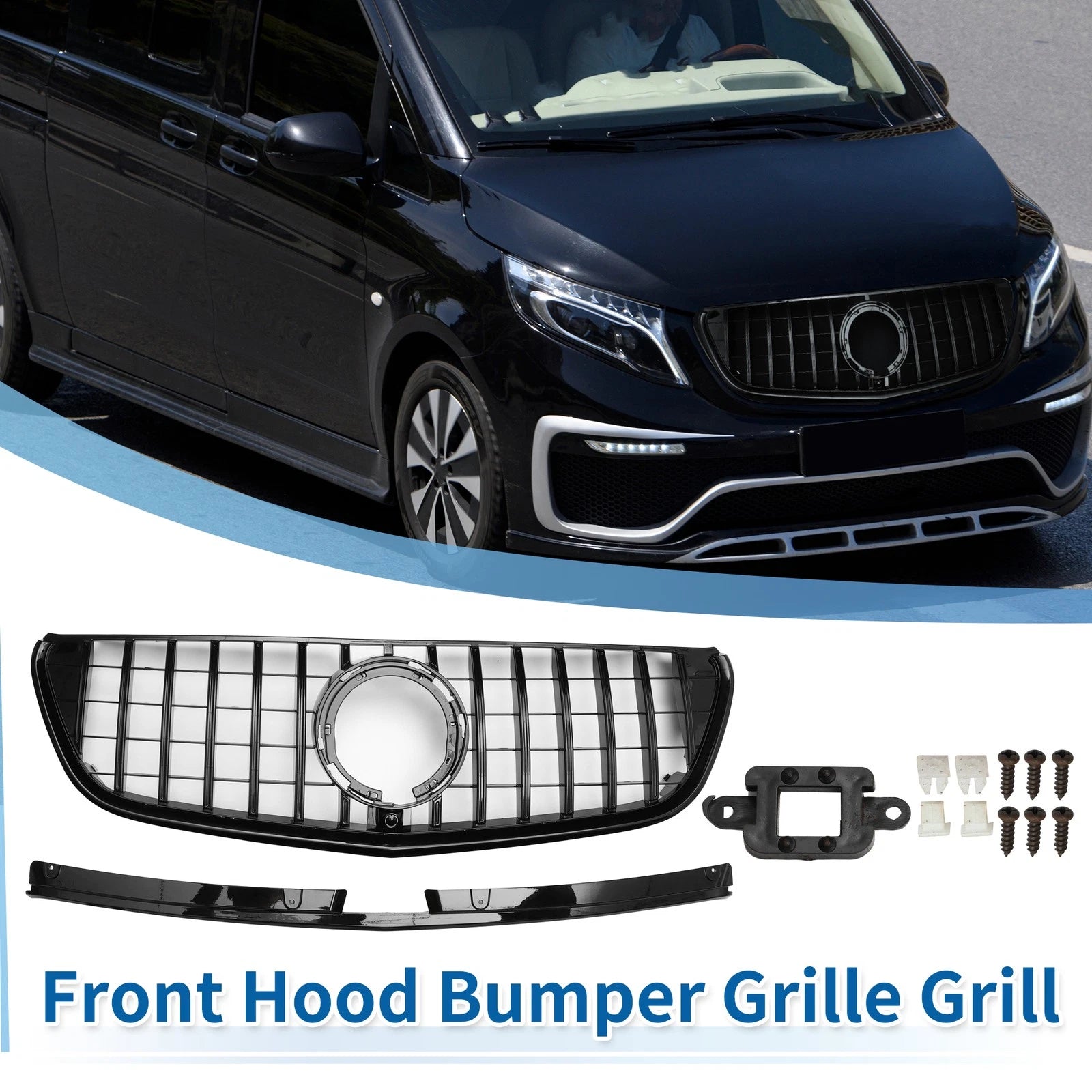 Front Upper Bumper Grille Grill for Mercedes-Benz V-Class W447 (2016–2020)