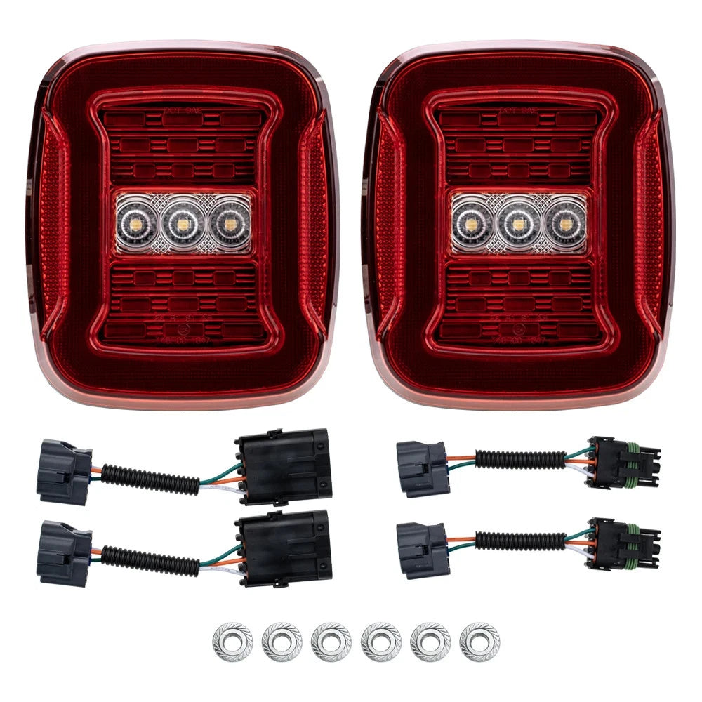 2X Red LED Tail Lights for Jeep Wrangler (1997–2006)