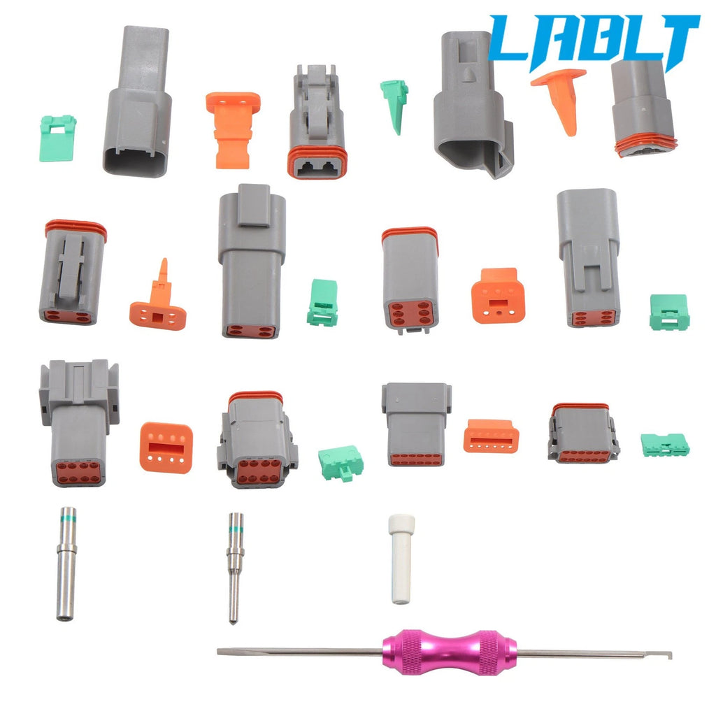 2X DT Connector Kits 2-12 Pin for LABLT (PA66 Nylon, Solid Contacts)