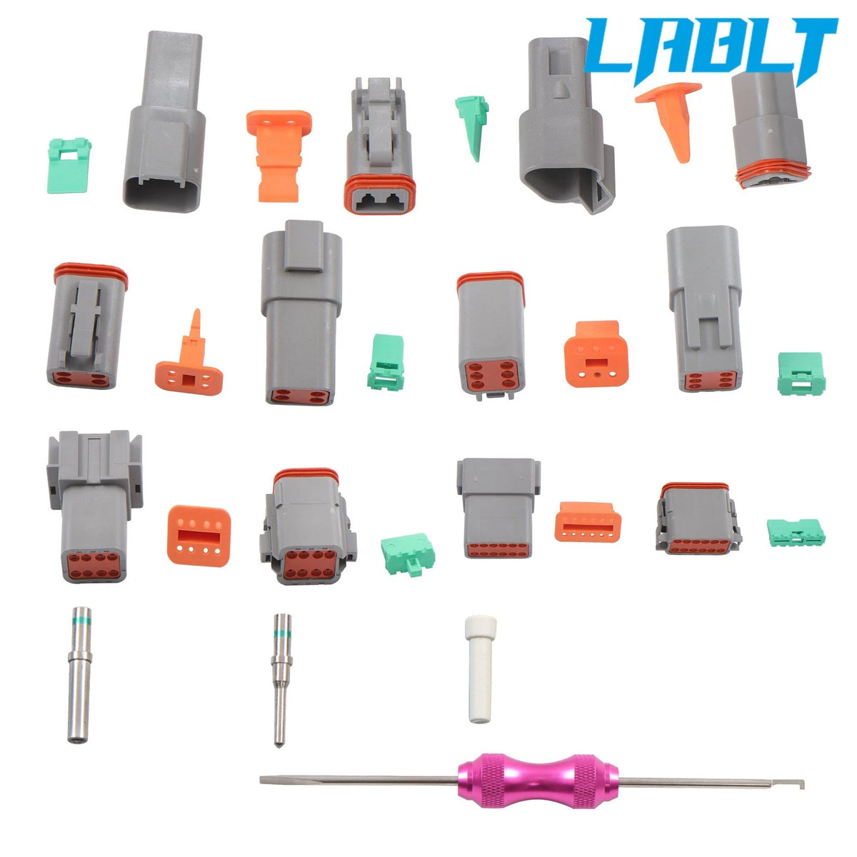 2X DT Connector Kits 2-12 Pin for LABLT (PA66 Nylon, Solid Contacts)