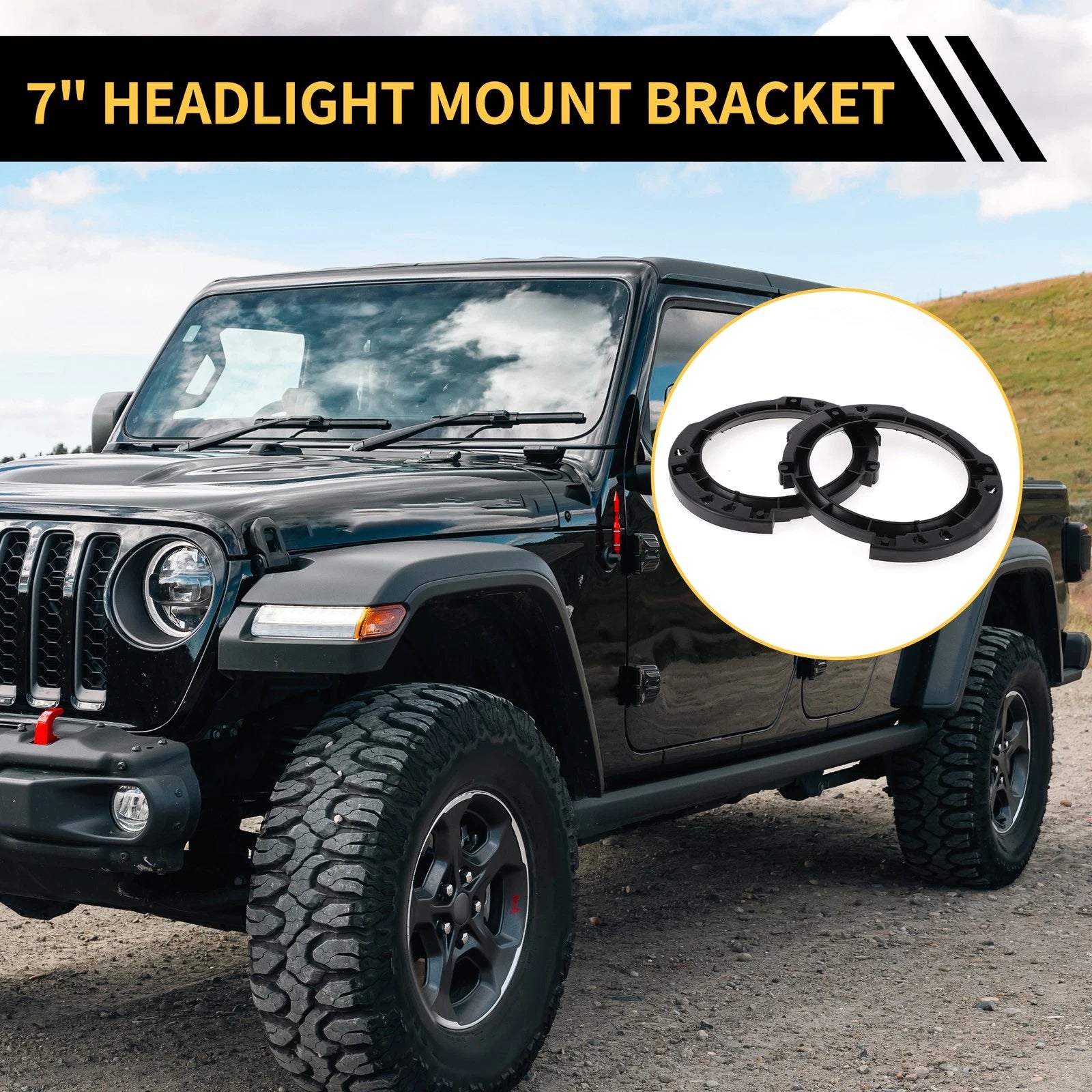 1 Pair Headlight Mount Bracket for Jeep Wrangler JK (2007–2017)