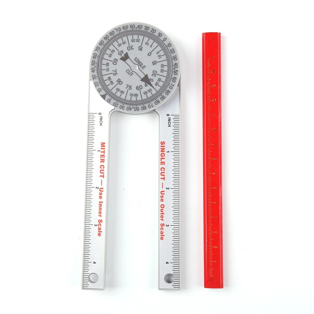 360-Degree Miter Saw Protractor Leveling Bubble Angle Finder with Pencil