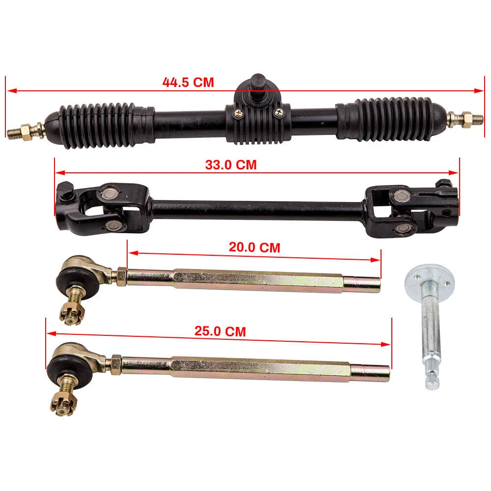 Steering Wheel Assembly + Adjustable Tie Rod Rack for Go Kart (110cc)