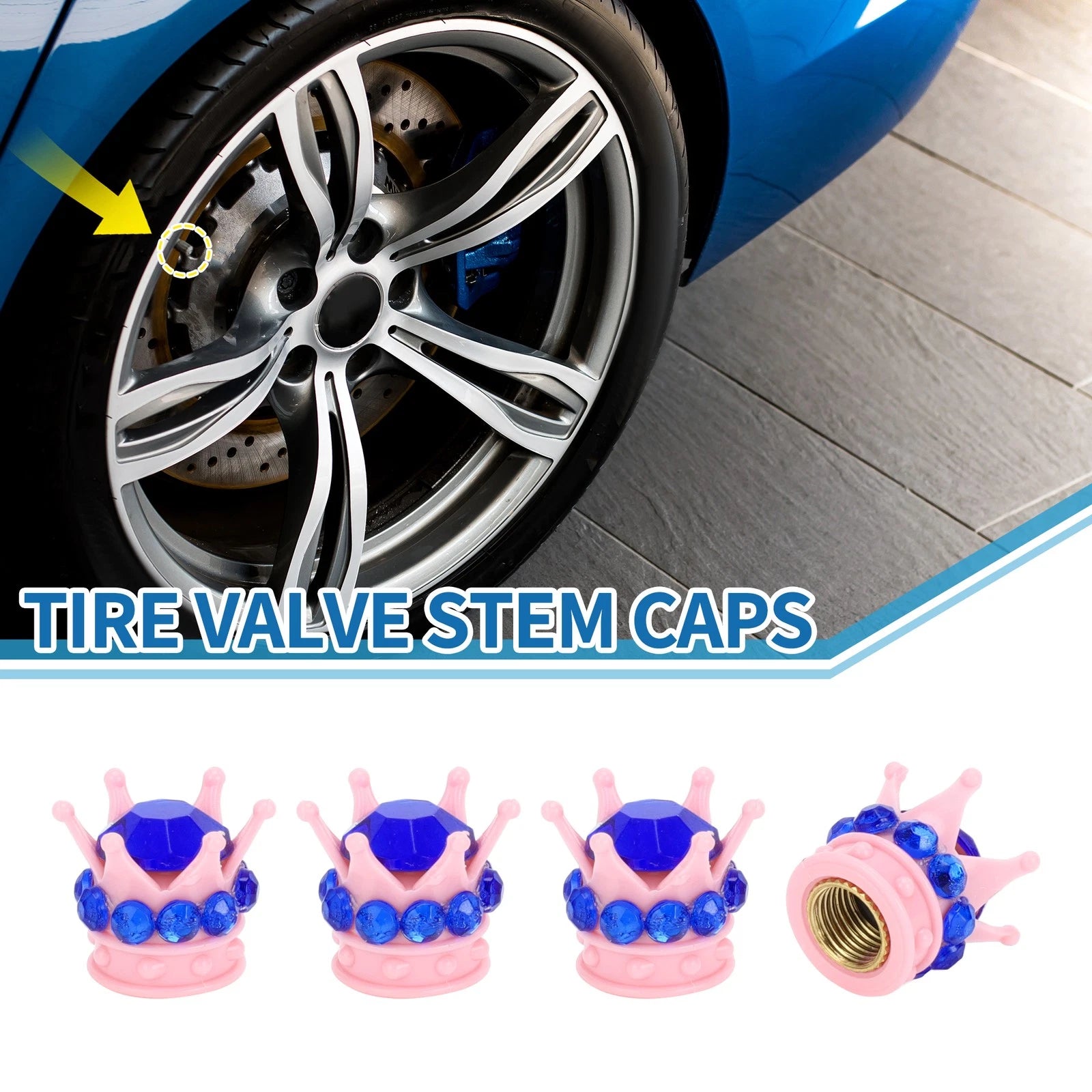 Tire Valve Stem Caps Replacement Set for Car SUV Bike RV (4 Pieces)