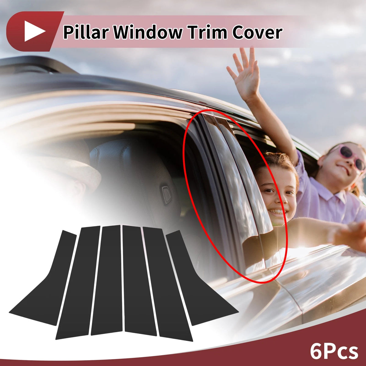 Door Pillar Window Trim for Volvo XC60 (2009–2017) Black Left Right