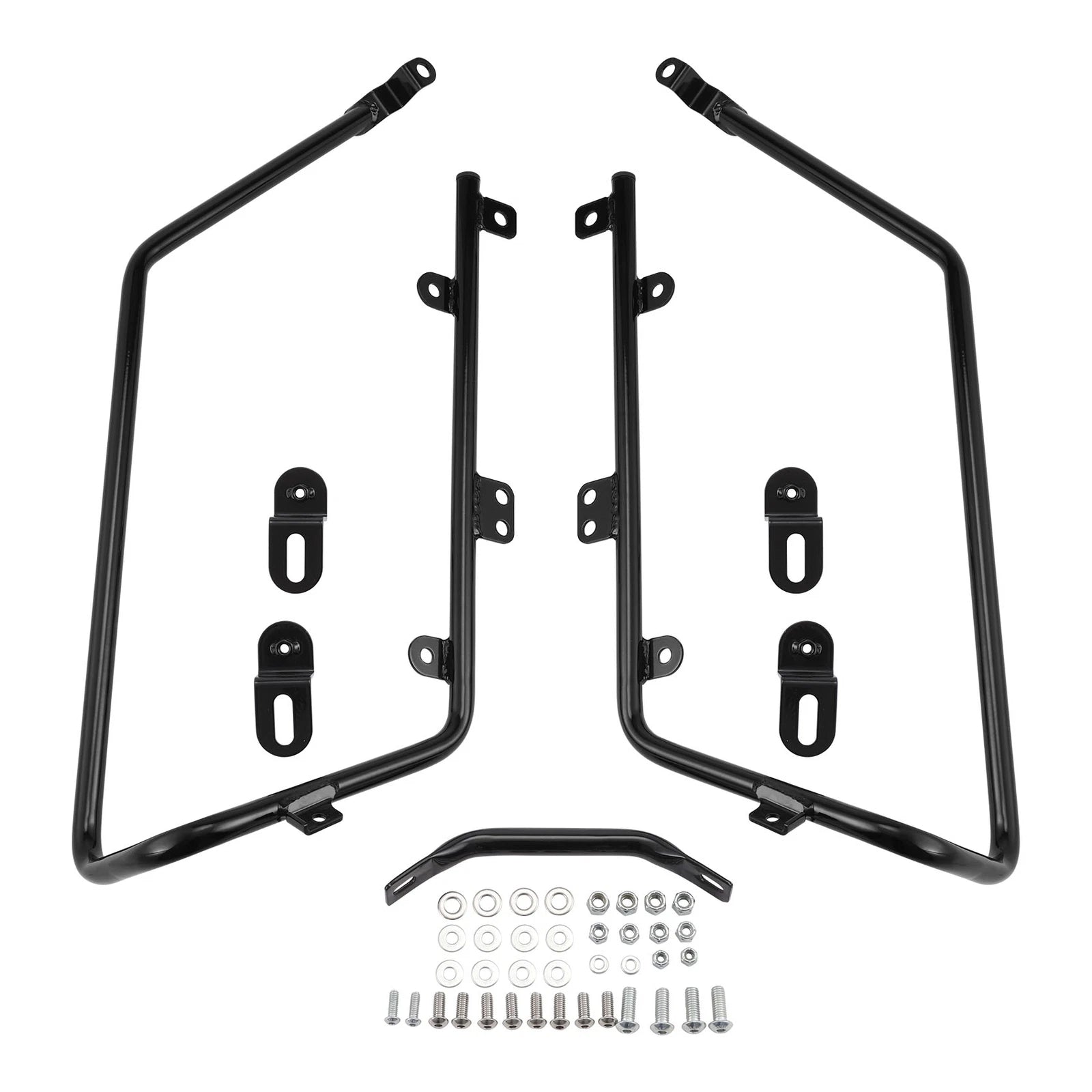Black Hard Saddlebags & Conversion Brackets Kit for Harley Dyna (2008–2017)