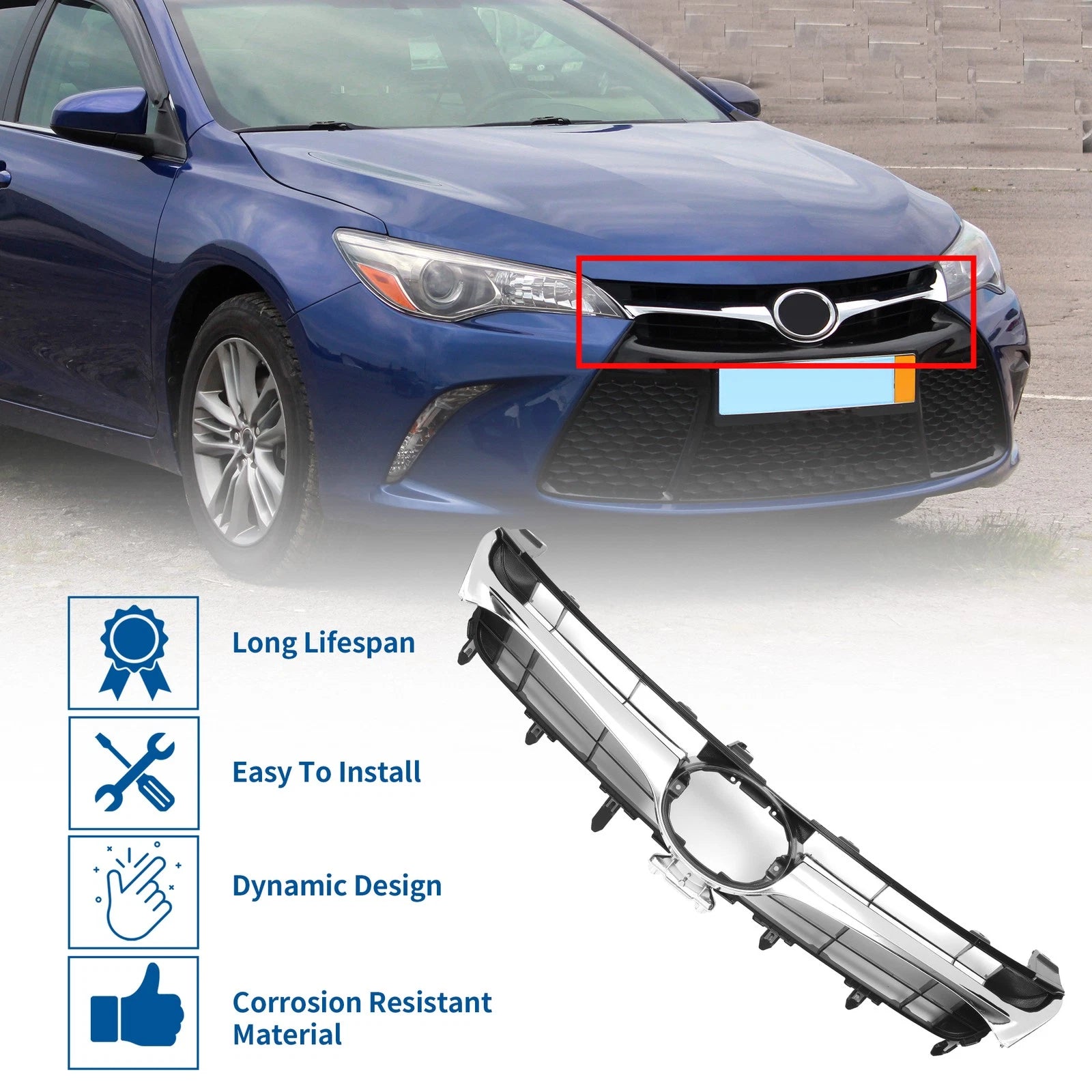 Front Hood Bumper Grille Grill Replacement for Toyota Camry (2015–2015)