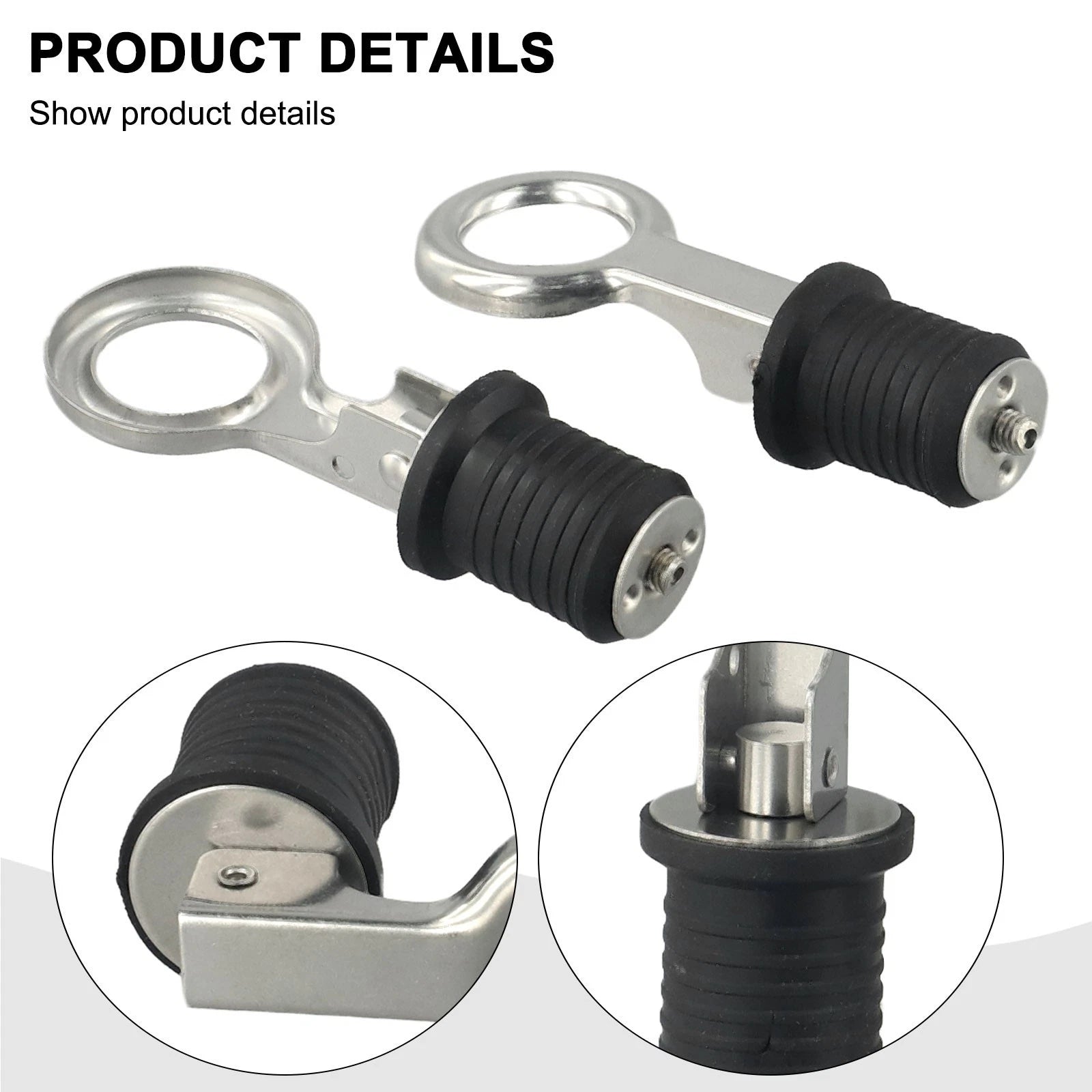 Adjustable Rubber & Stainless Steel Drain for Boats & Kayaks (2 Pack)