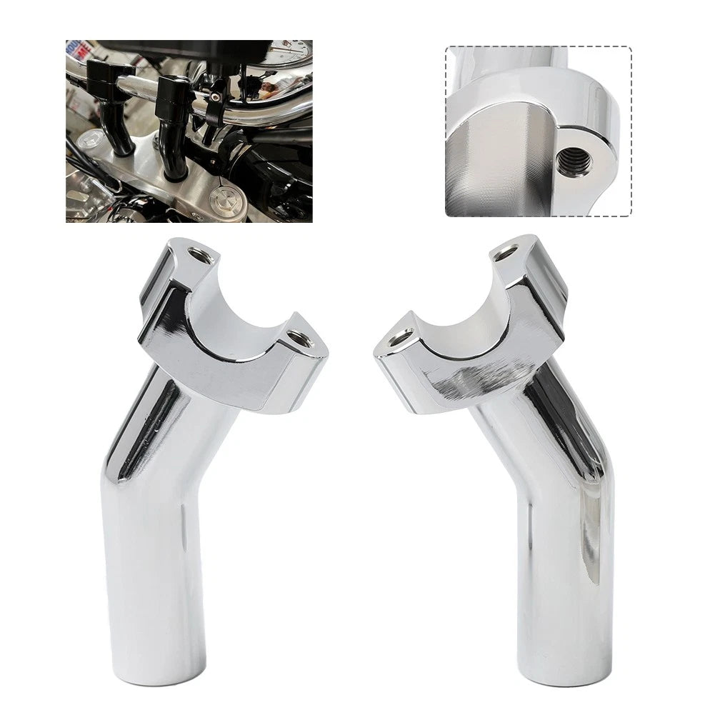 Set of 2 Pullback Handlebar Risers Chrome for Harley Dyna Softail Road King (1" Bar)