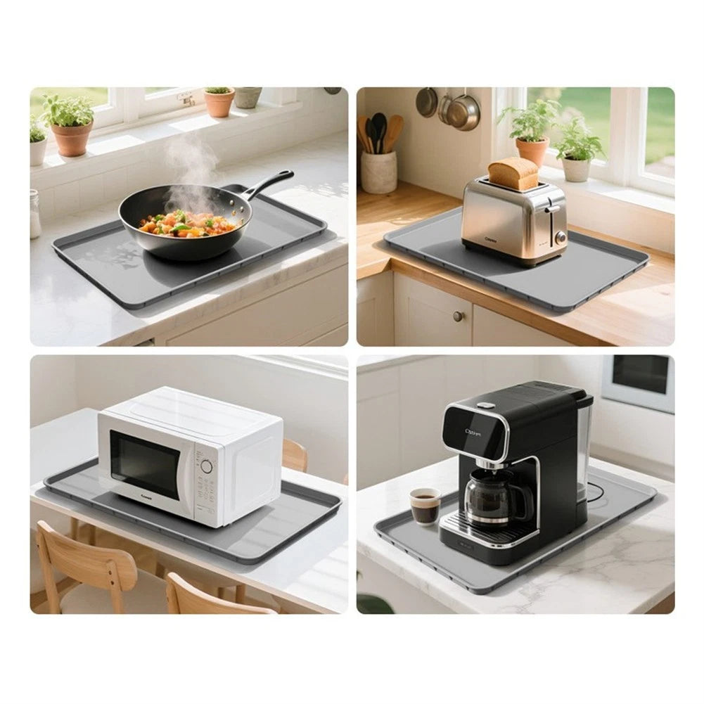 Raised Edge Silicone Mat for Kitchen Countertop Protection