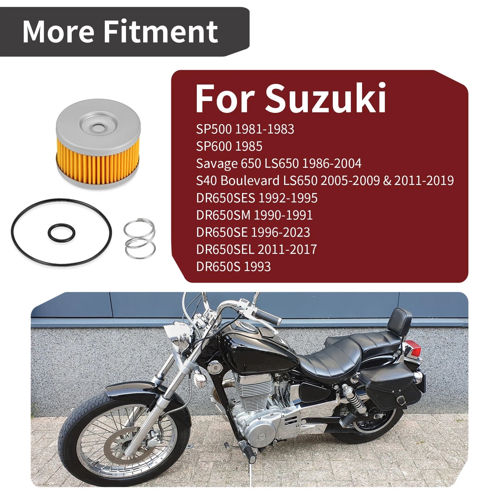 Oil Filter & O-ring w/ Spring for Suzuki SP500 (1981–1983) 09280-15007