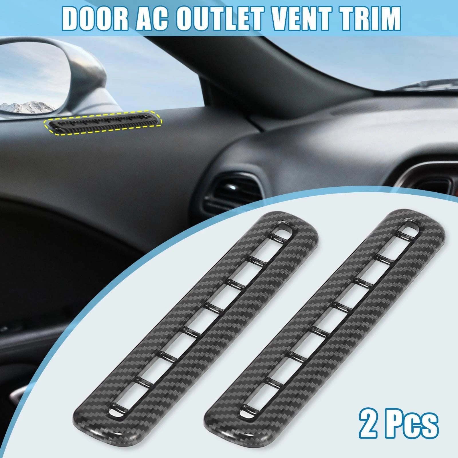 2 Pcs Door AC Outlet Vent Cover Carbon Fiber Pattern for Dodge Challenger (2015–2019)