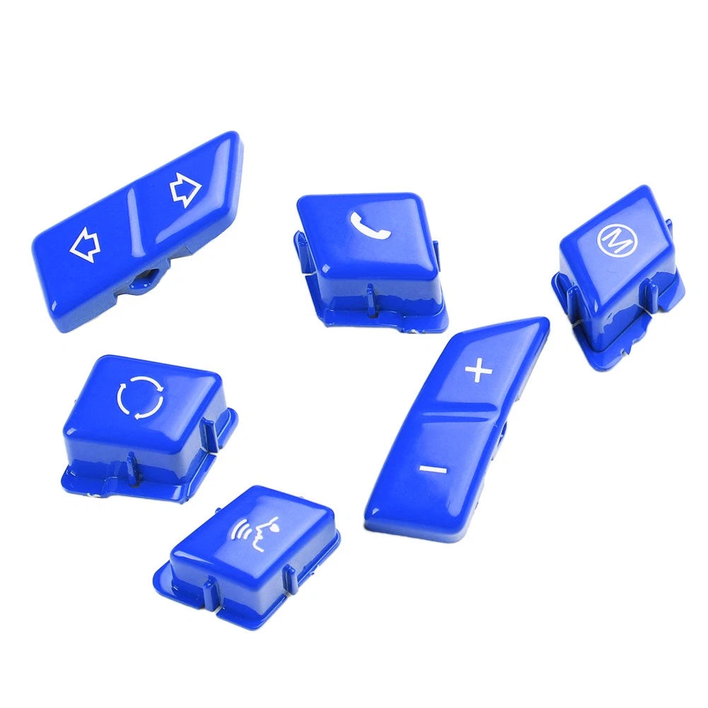 6pcs Blue Steering Wheel Switch Button Cover For BMW M3 E90 E92 E93