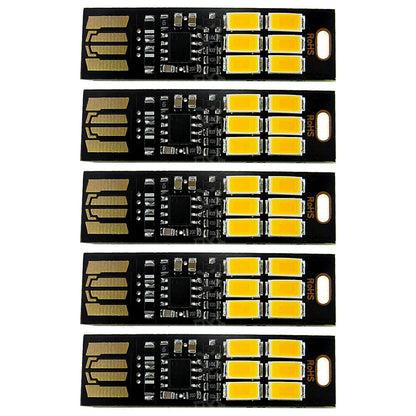 5Pcs 6-LED Portable Keychain Lamp with Touch Dimming (USB)