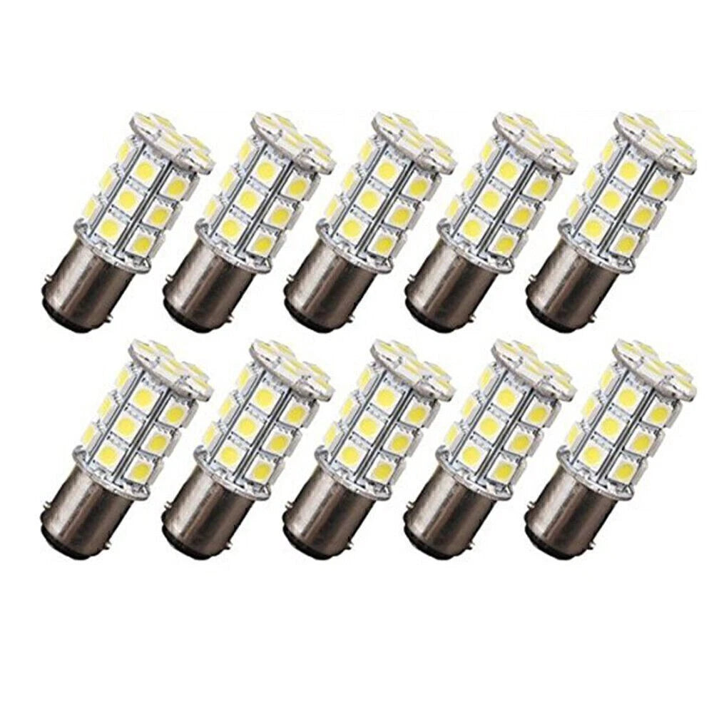 10X BA15D 27SMD LED Light Bulbs for RV Marine Boat Trailer (Blue)