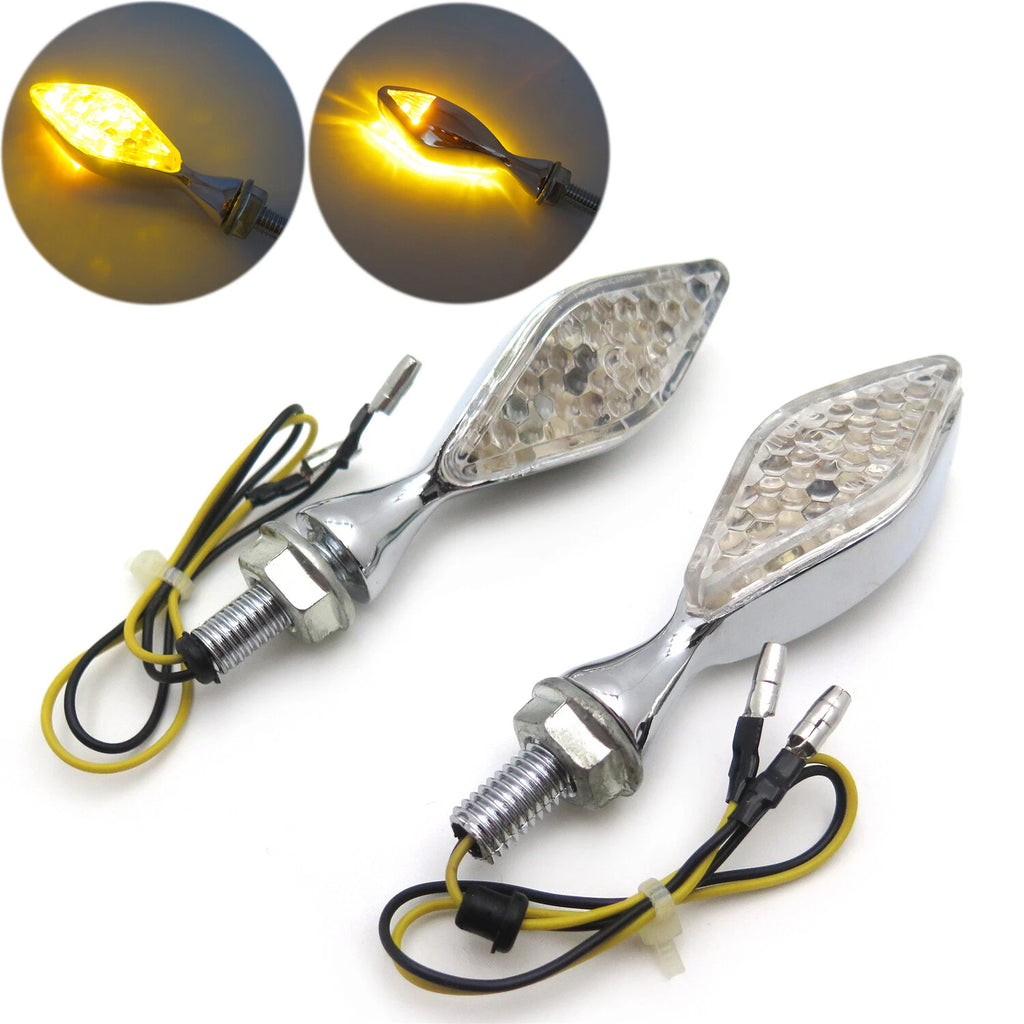 Chrome Clear 8mm LED Turn Signal Indicators for Motorcycle
