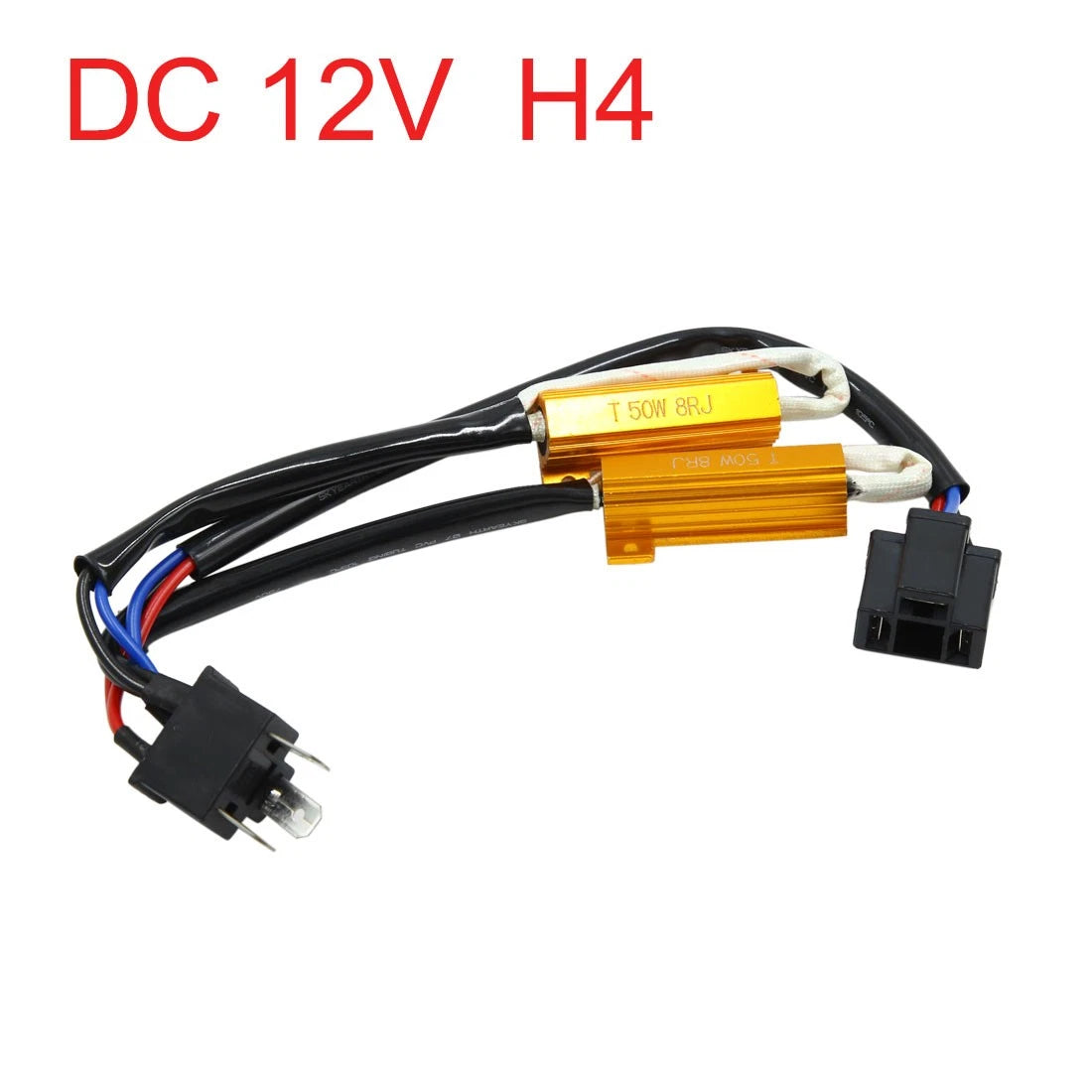 H4 LED Headlight Resistor Wiring Canceller Decoder Adapter 50W DC 12V 8ohm for